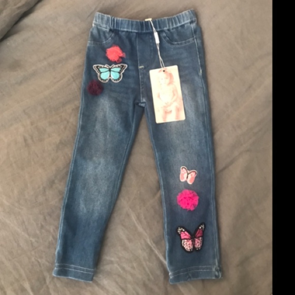 Embroidered jeggings with trims